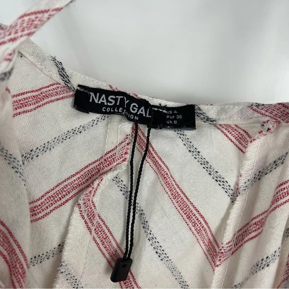 Nasty Gal Striped Halter Ruffle High Low Midi Dress Size 4 - Picture 8 of 8